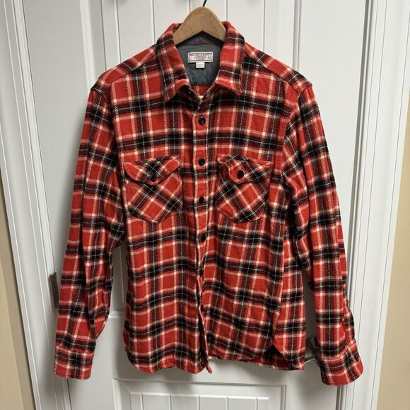 Vintage Wallace And Barnes Red Thick Overshirt Shirt Jacket Workwear - Picture 1 of 11